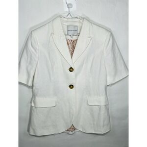English Factory Ivory Size L Short Sleeve Blazer Two Button Preppy Business Chic